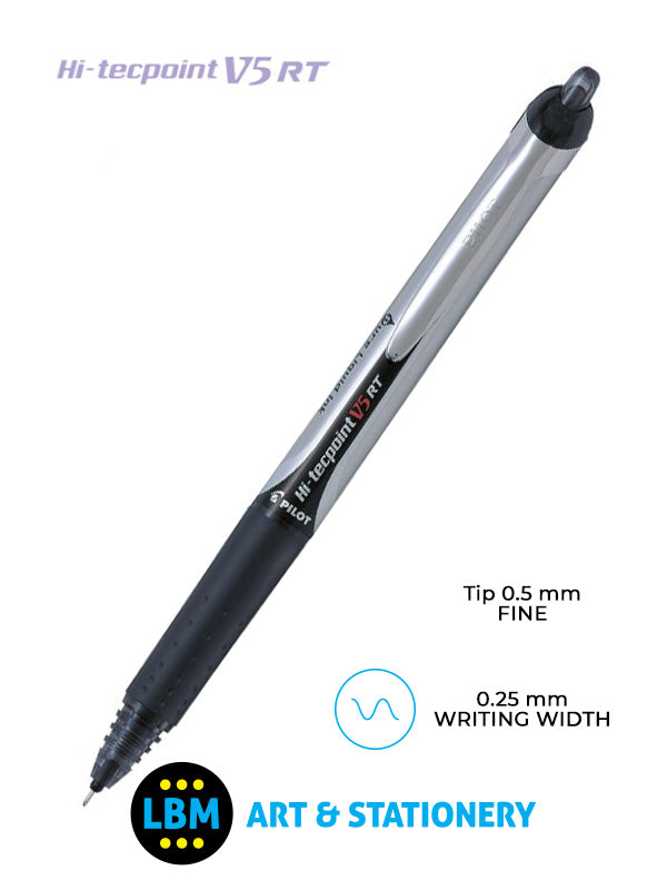 Pilot - V5 Retractable Hi-Tecpoint Rollerball Pen - Choose Colour - BXRT-V5 - LBM Art & Stationery Store
