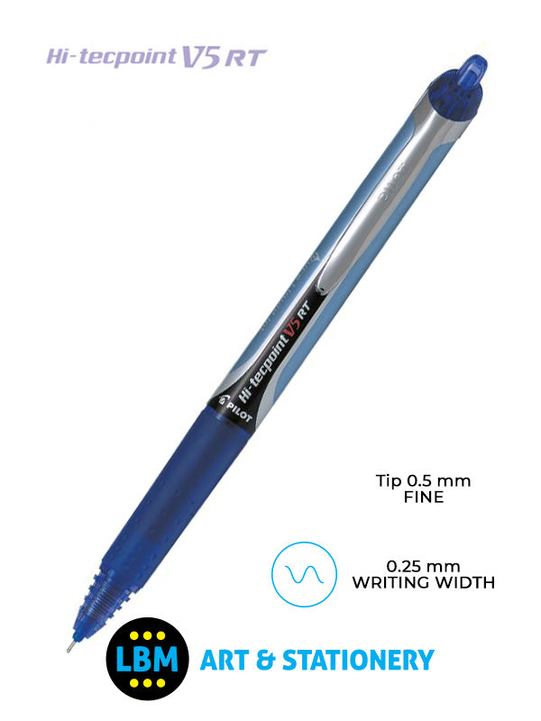 Pilot - V5 Retractable Hi-Tecpoint Rollerball Pen - Choose Colour - BXRT-V5 - LBM Art & Stationery Store