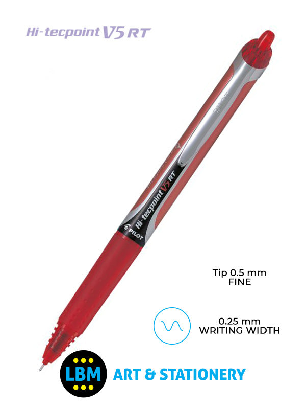 Pilot - V5 Retractable Hi-Tecpoint Rollerball Pen - Choose Colour - BXRT-V5 - LBM Art & Stationery Store