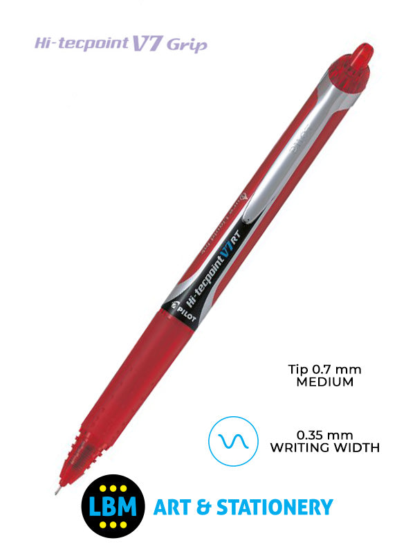 Pilot - V7 Retractable Hi-Tecpoint Rollerball Pen - Choose Colour - BXRT-V7 - LBM Art & Stationery Store