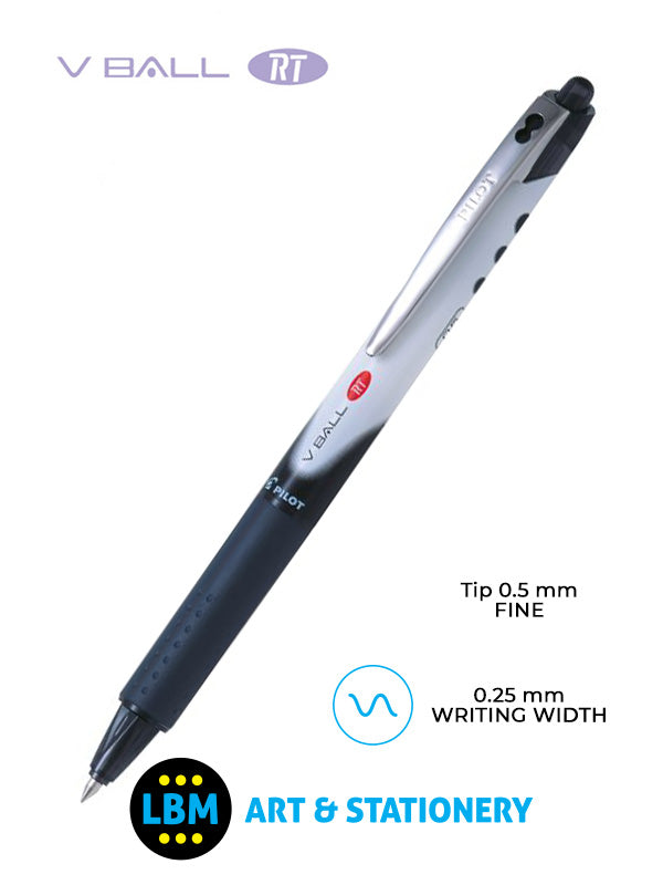Pilot - V Ball 05 RT Retractable Rollerball Pen - Black - BLRT-VB5 - LBM Art & Stationery Store