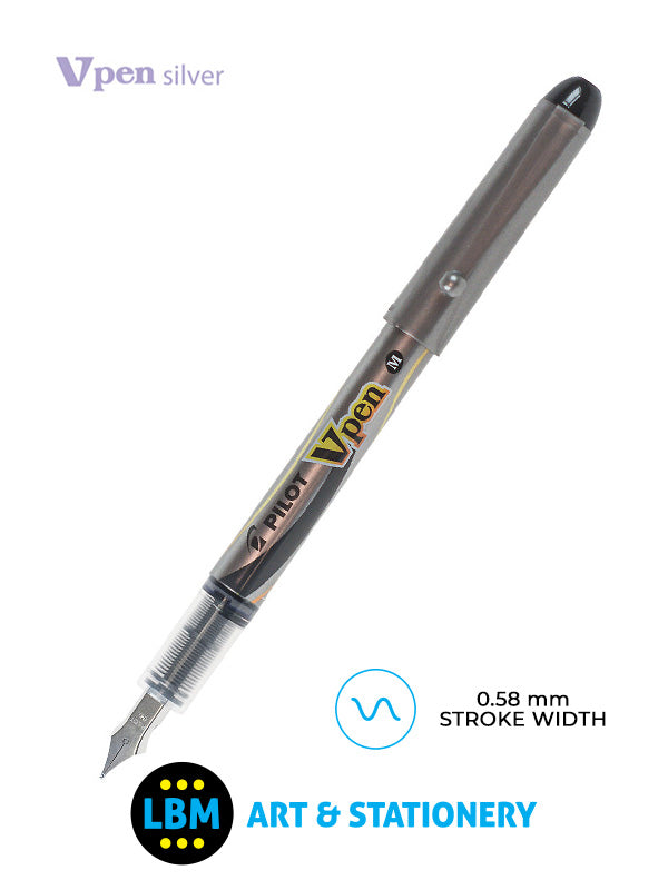 Pilot - V Pen Silver Disposable Fountain Pen - Choose Colour - SVP-4M - LBM Art & Stationery Store