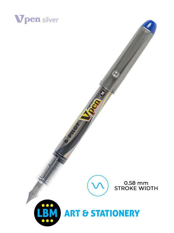 Pilot - V Pen Silver Disposable Fountain Pen - Choose Colour - SVP-4M - LBM Art & Stationery Store