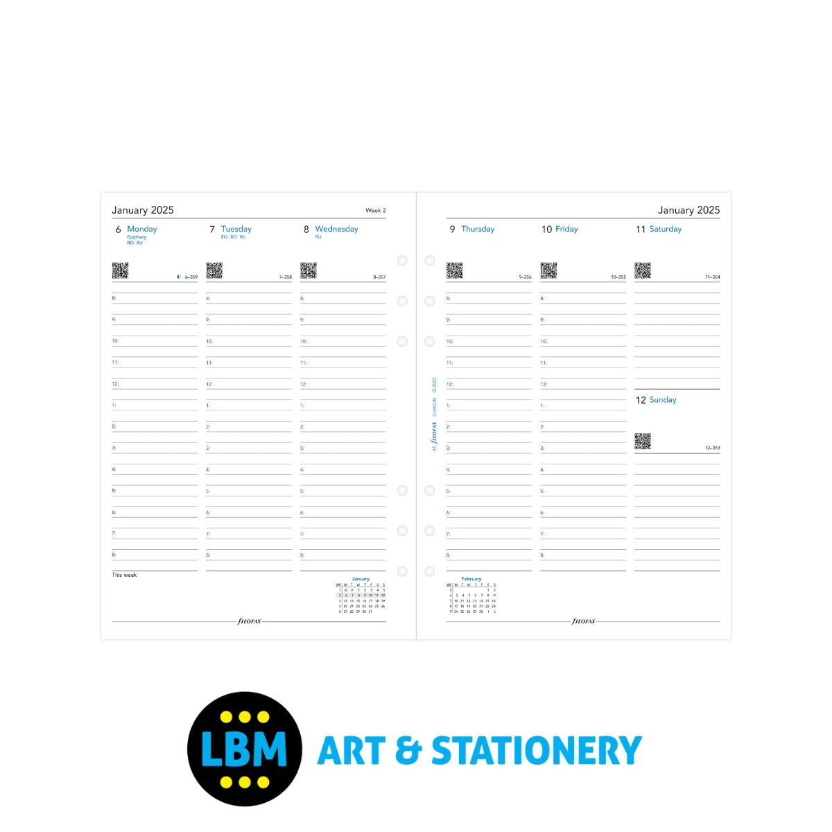 Filofax - 2025 A5 Diary Refill Week On Two Pages Appointment 25-68521 - LBM Art & Stationery Store