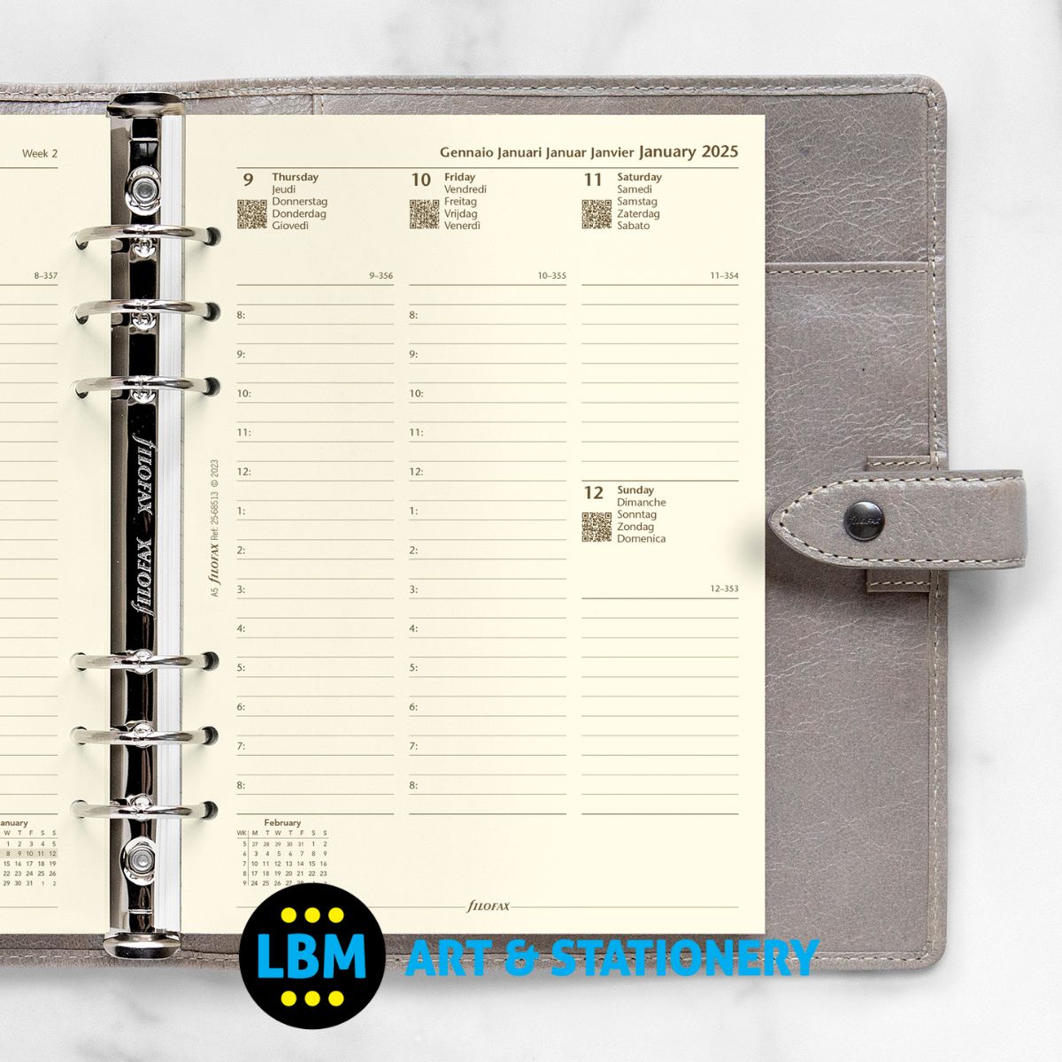 Filofax - 2025 A5 Diary Refill Week On Two Pages Cotton Cream 25-68513 - LBM Art & Stationery Store
