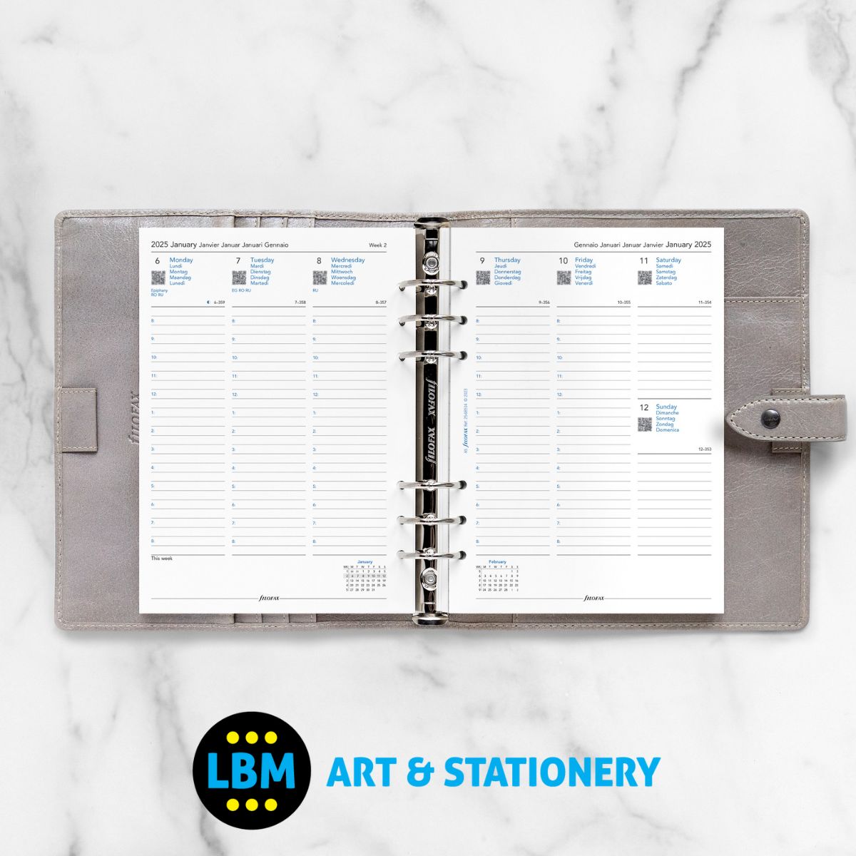 Filofax - 2025 A5 Diary Refill Week On Two Pages Multi-language 25-68514 - LBM Art & Stationery Store