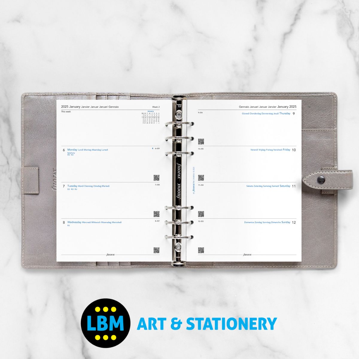 Filofax - 2025 A5 Diary Refill Week On Two Pages Multi Language Insert 25-68516 - LBM Art & Stationery Store