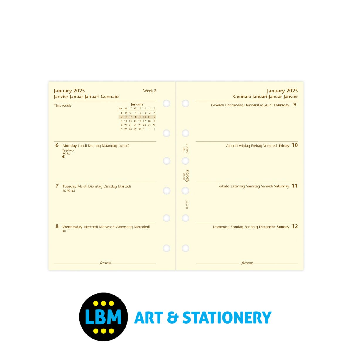 2025 Pocket Diary Refill Week On Two Pages Cotton Cream Multi Language 25-68213