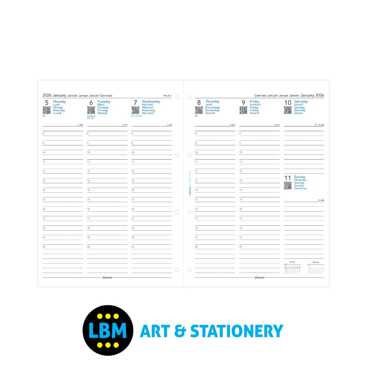 Filofax - 2026 Week On Two Pages Appointments Diary Refill - A4 Organiser - 26-68714