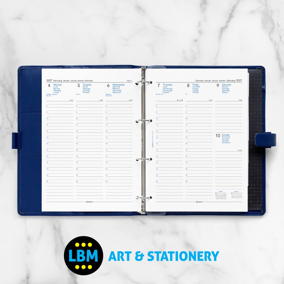  - Filofax - 2027 Week On Two Pages Appointments Diary Refill - A4 Organiser - 27-68714 - LBM Art & Stationery Store