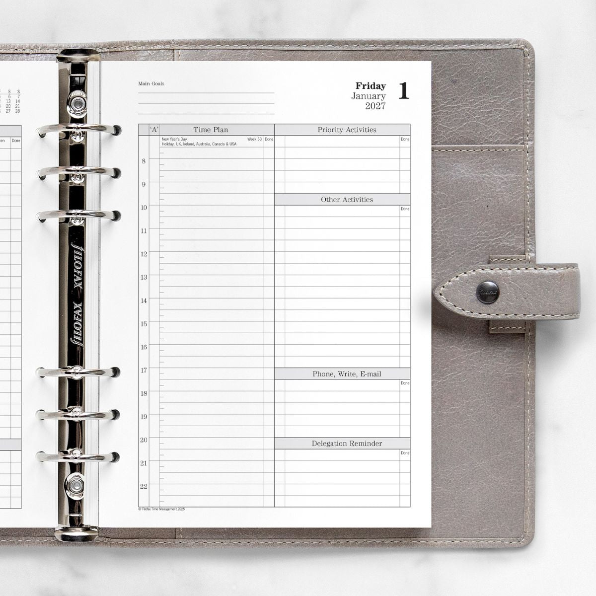  - Filofax - 2027 Time Management One Day On Two Pages Diary English - A5 Organiser - 27-TM7031 - LBM Art & Stationery Store