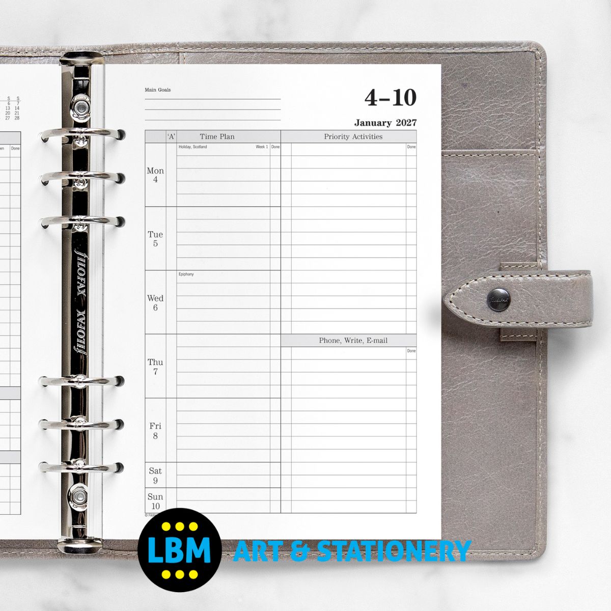 Filofax - 2027 Time Management Week To View Diary English - A5 Organiser - 27-TM7051
