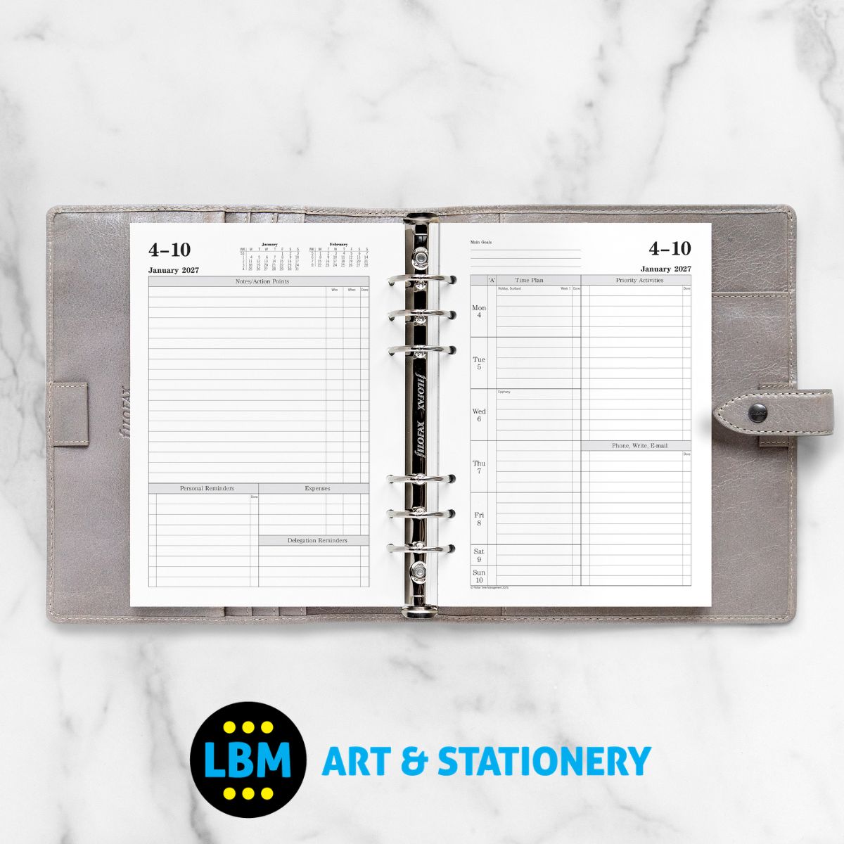 Filofax - 2027 Time Management Week To View Diary English - A5 Organiser - 27-TM7051