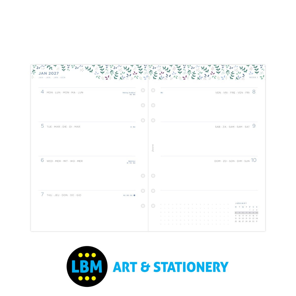 Filofax - 2027 Week On Two Pages Garden Diary Refill - A5 Organiser - 27-68592