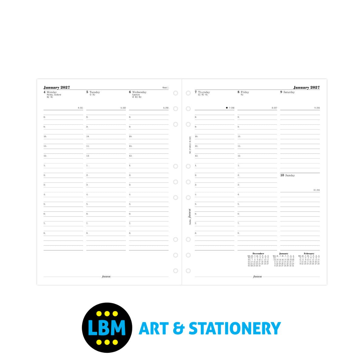 Filofax - 2027 Week On Two Pages Diary Refill - Deskfax Organiser - 27-68612