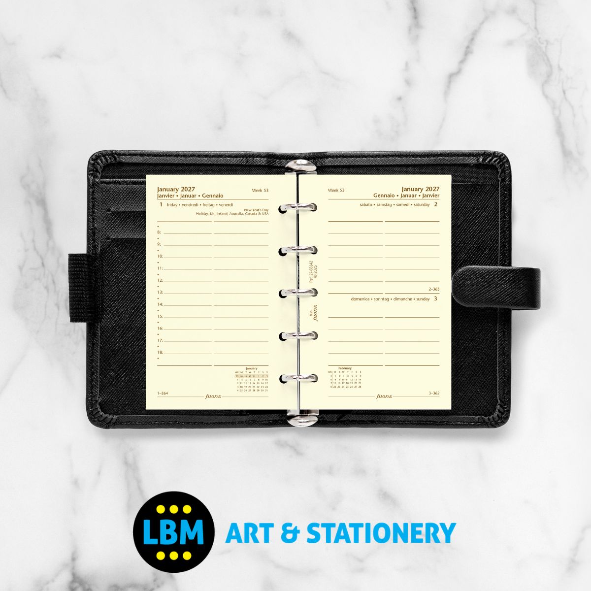 Filofax - 2027 One Day On A Page Cotton Cream Diary Refill - Mini Organiser - 27-68142