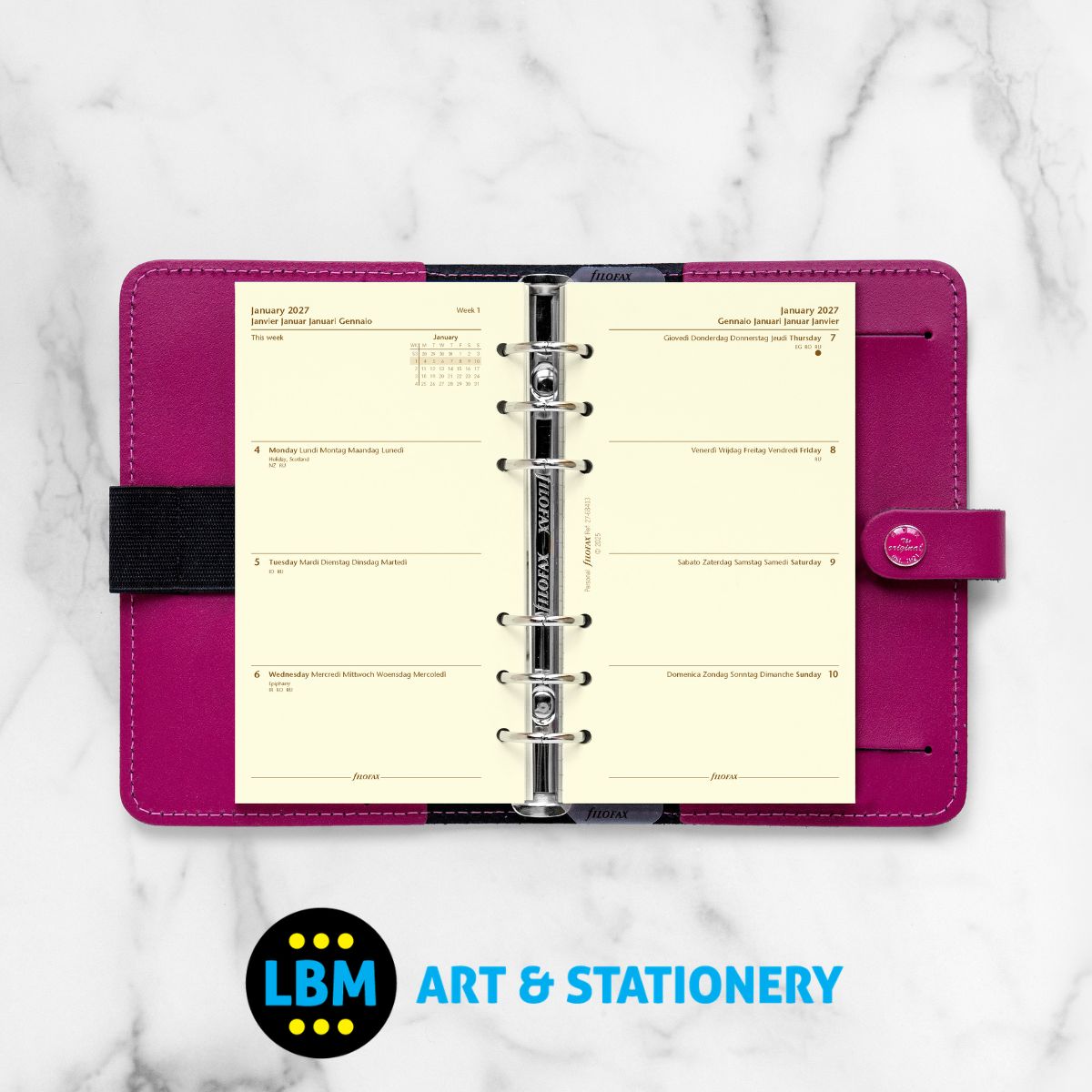  - Filofax - 2027 Week On Two Pages Cotton Cream Multi Language Diary Refill - Personal Organiser - 27-68413 - LBM Art & Stationery Store