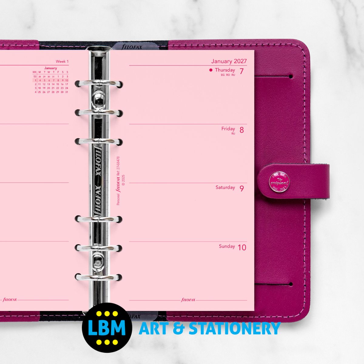  - Filofax - 2027 Week On Two Pages Pink Diary Refill - Personal Organiser - 27-68478 - LBM Art & Stationery Store