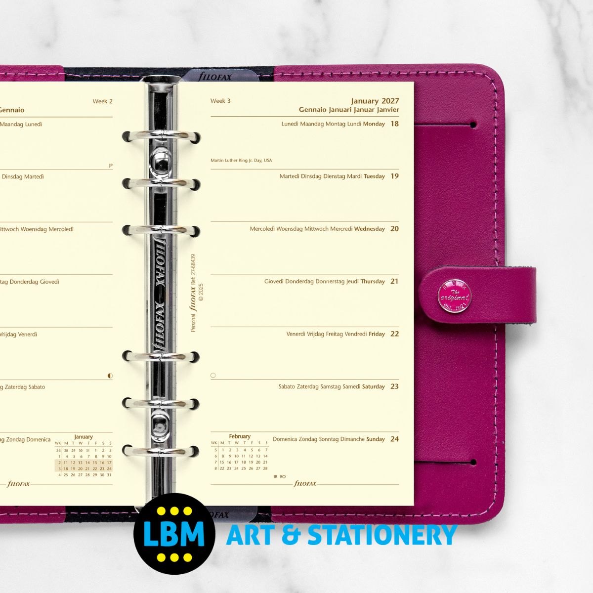  - Filofax - 2027 Week On One Page Cotton Cream Diary Refill - Personal Organiser - 27-68439 - LBM Art & Stationery Store