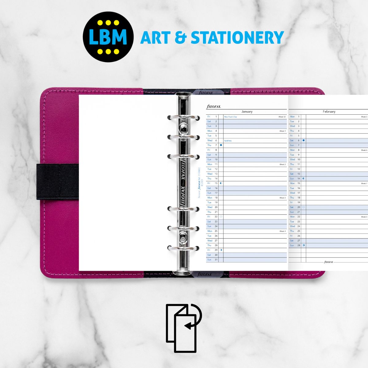 Filofax - 2027 Year Planner Vertical layout Diary Refill - Personal Organiser - 27-68402
