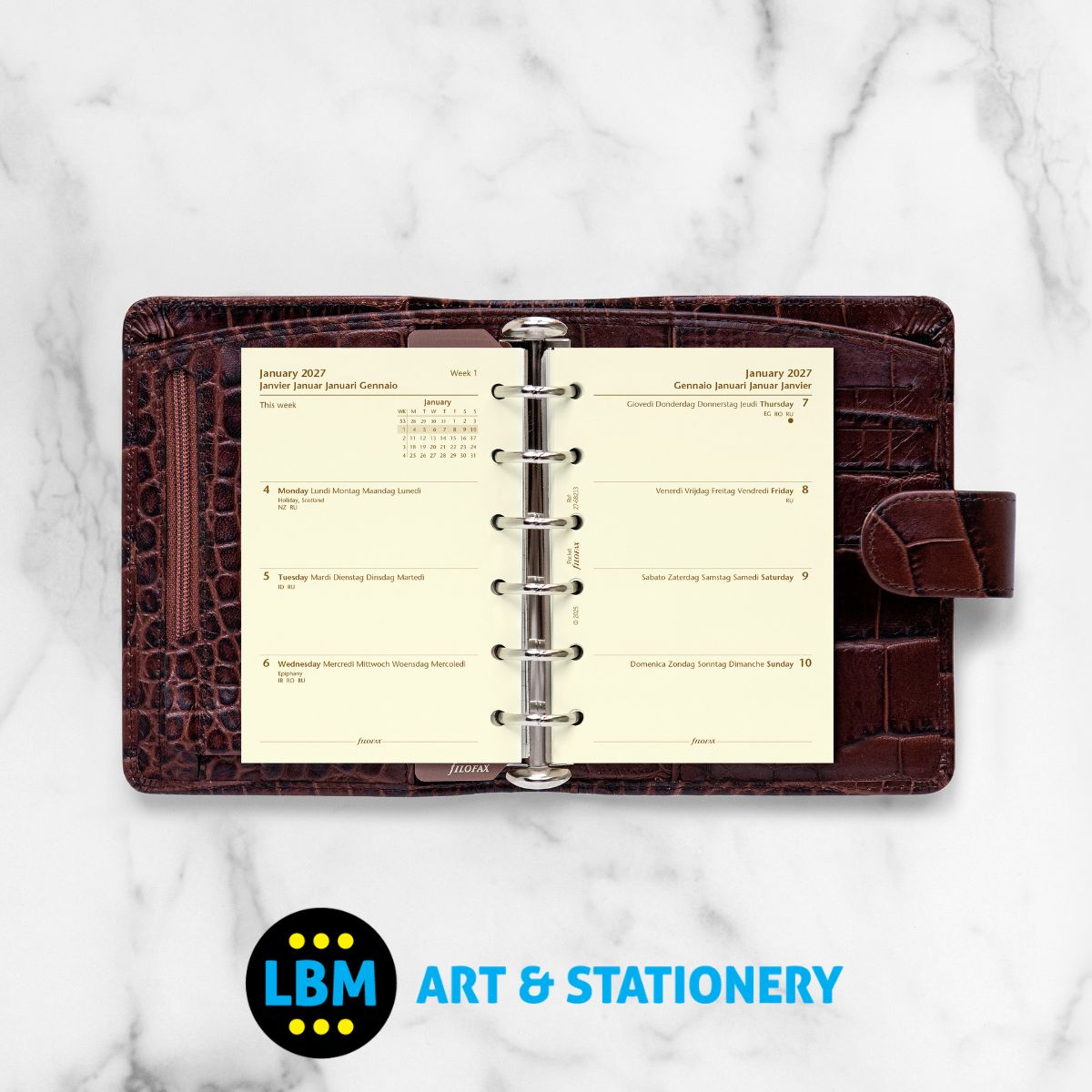  - Filofax - 2027 Week On Two Pages Cotton Cream Multi-Language Diary Refill - Pocket Organiser - 27-68213 - LBM Art & Stationery Store