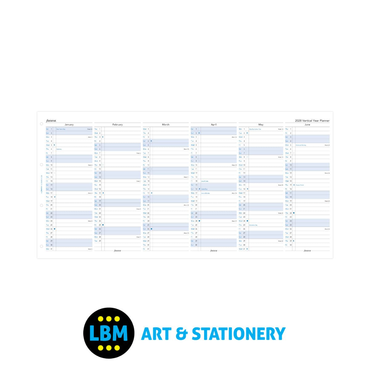 Filofax  - 2028 Year Planner Vertical Layout Diary Refill - A4 Organiser - 28-68702
