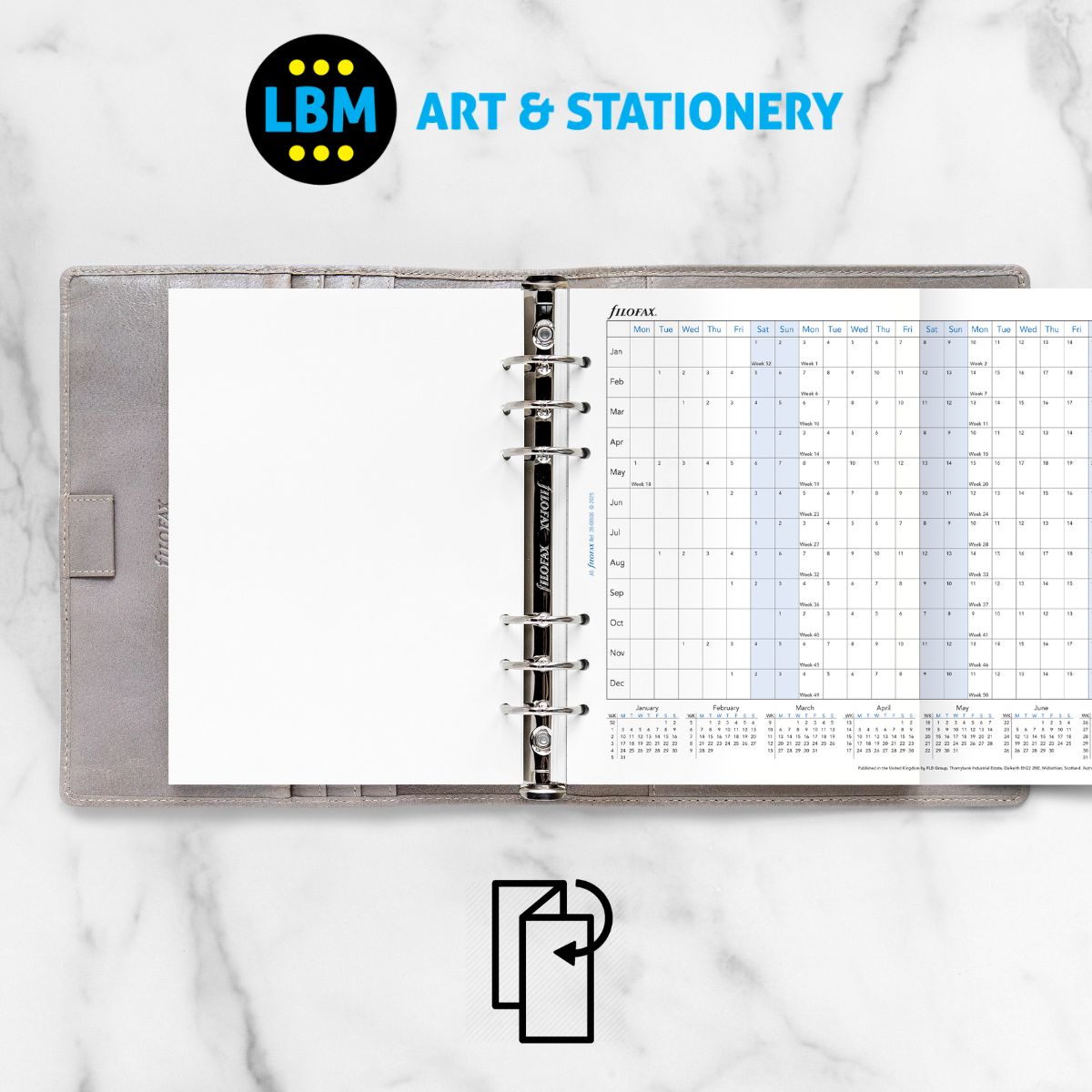  - Filofax - 2028 Year Planner Horizontal Layout Diary Refill - A5 Organiser - 28-68506 - LBM Art & Stationery Store