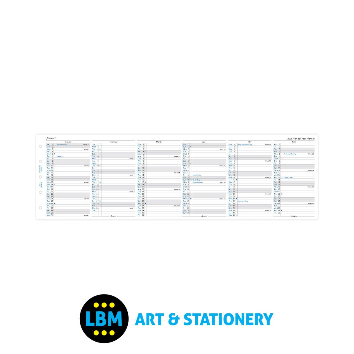 Filofax - 2028 Year Planner Vertical layout Diary Refill - Mini Organiser - 28-68102