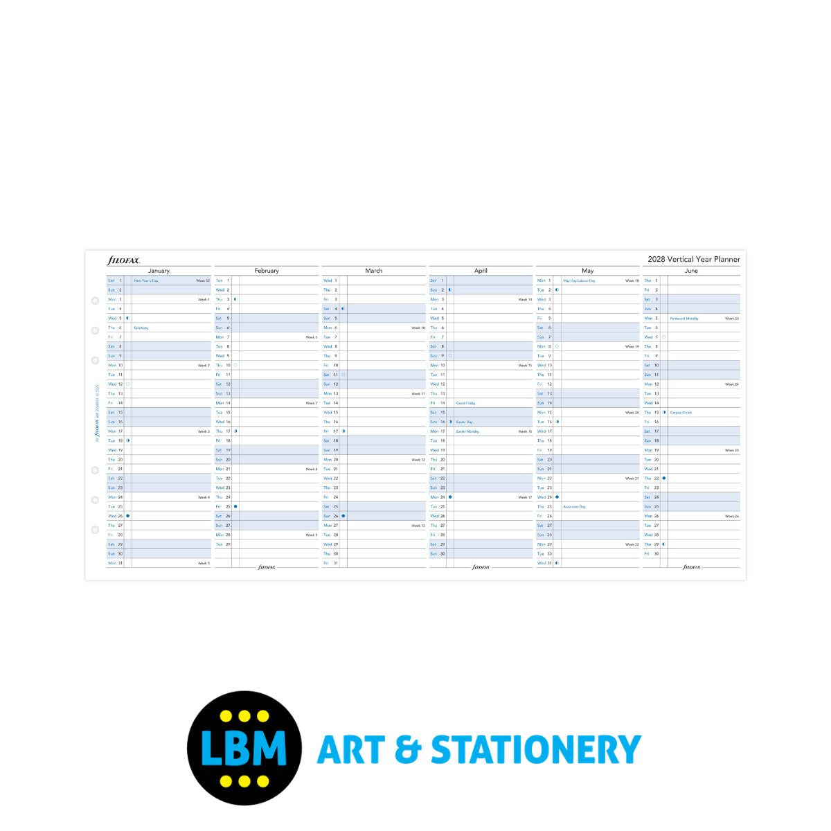 Filofax - 2028 Year Planner Vertical Layout Diary Refill - A5 Organiser - 28-68501