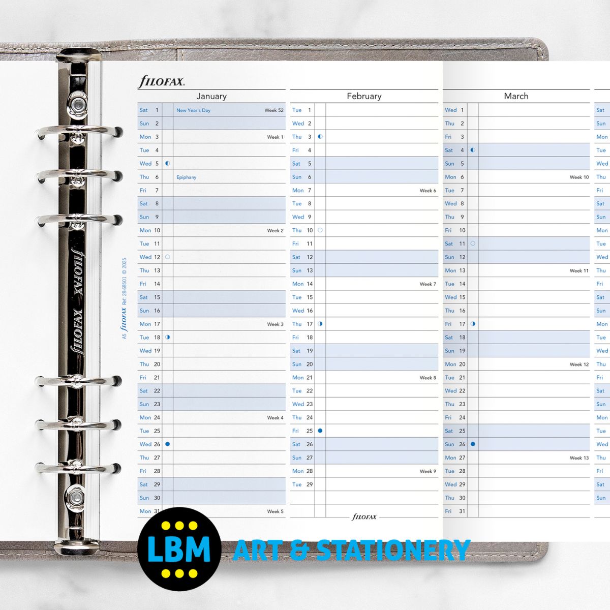  - Filofax - 2028 Year Planner Vertical Layout Diary Refill - A5 Organiser - 28-68501 - LBM Art & Stationery Store