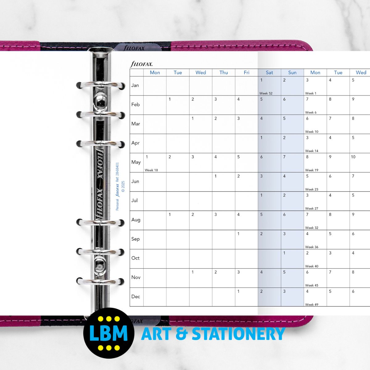  - Filofax - 2028 Year Planner Horizontal Format Diary Refill - Personal Organiser - 28-68401 - LBM Art & Stationery Store