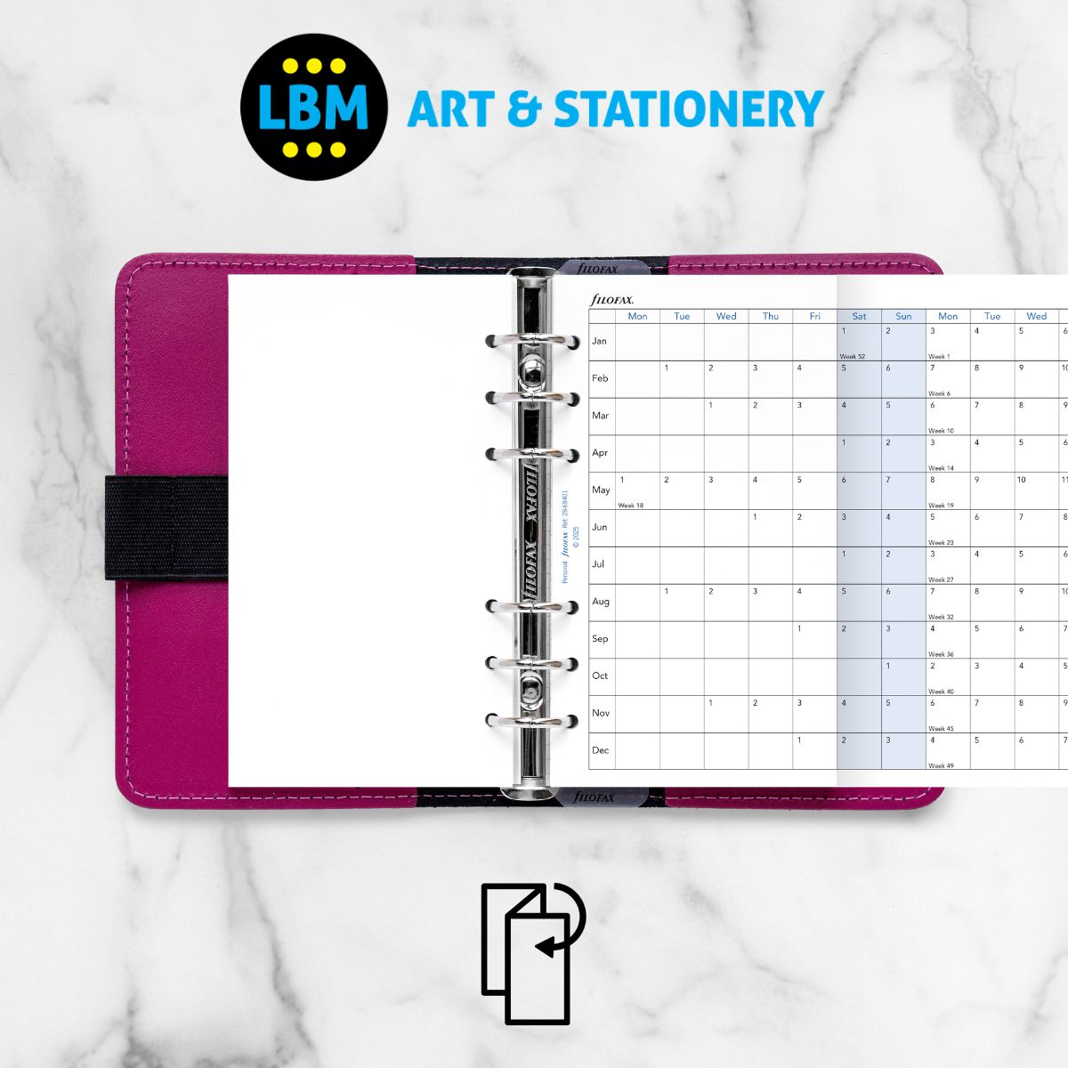 - Filofax - 2028 Year Planner Horizontal Format Diary Refill - Personal Organiser - 28-68401 - LBM Art & Stationery Store