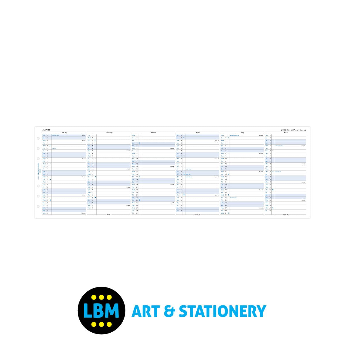 Filofax - 2028 Year Planner Vertical layout Diary Refill - Personal Organiser - 28-68402