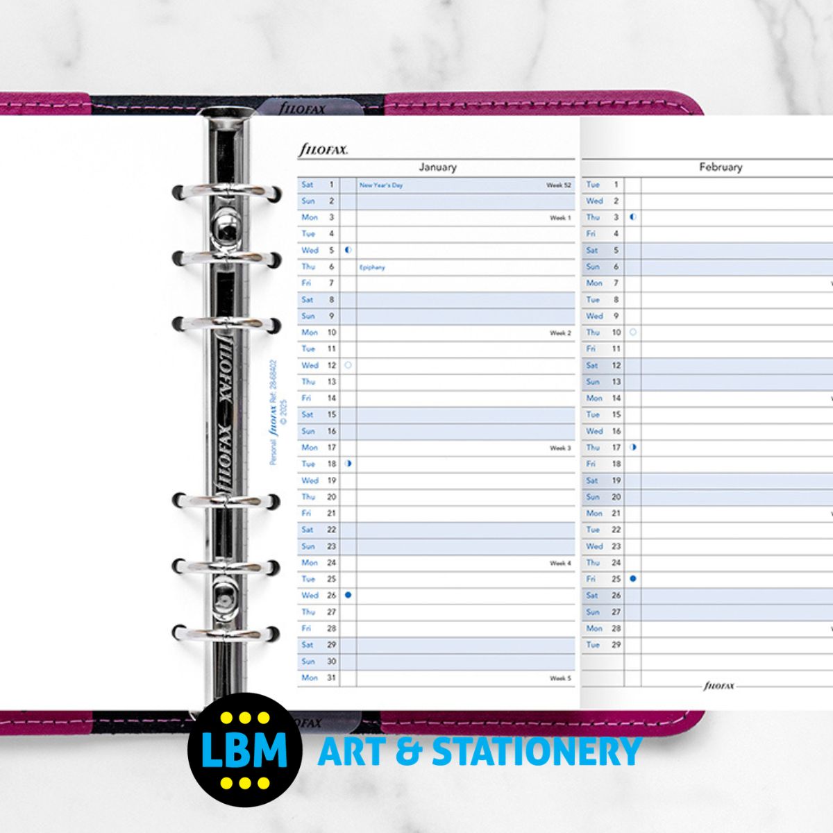  - Filofax - 2028 Year Planner Vertical layout Diary Refill - Personal Organiser - 28-68402 - LBM Art & Stationery Store