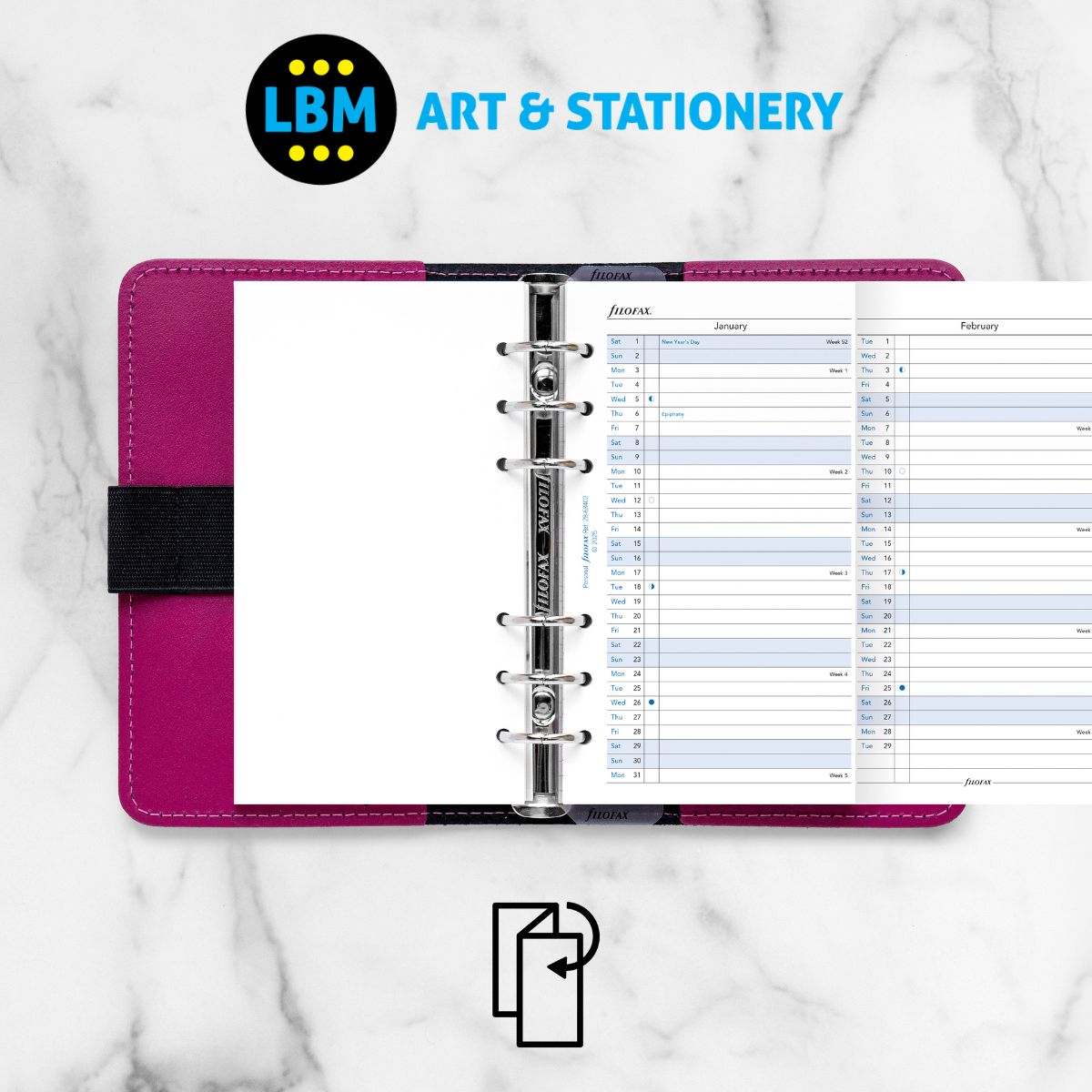  - Filofax - 2028 Year Planner Vertical layout Diary Refill - Personal Organiser - 28-68402 - LBM Art & Stationery Store