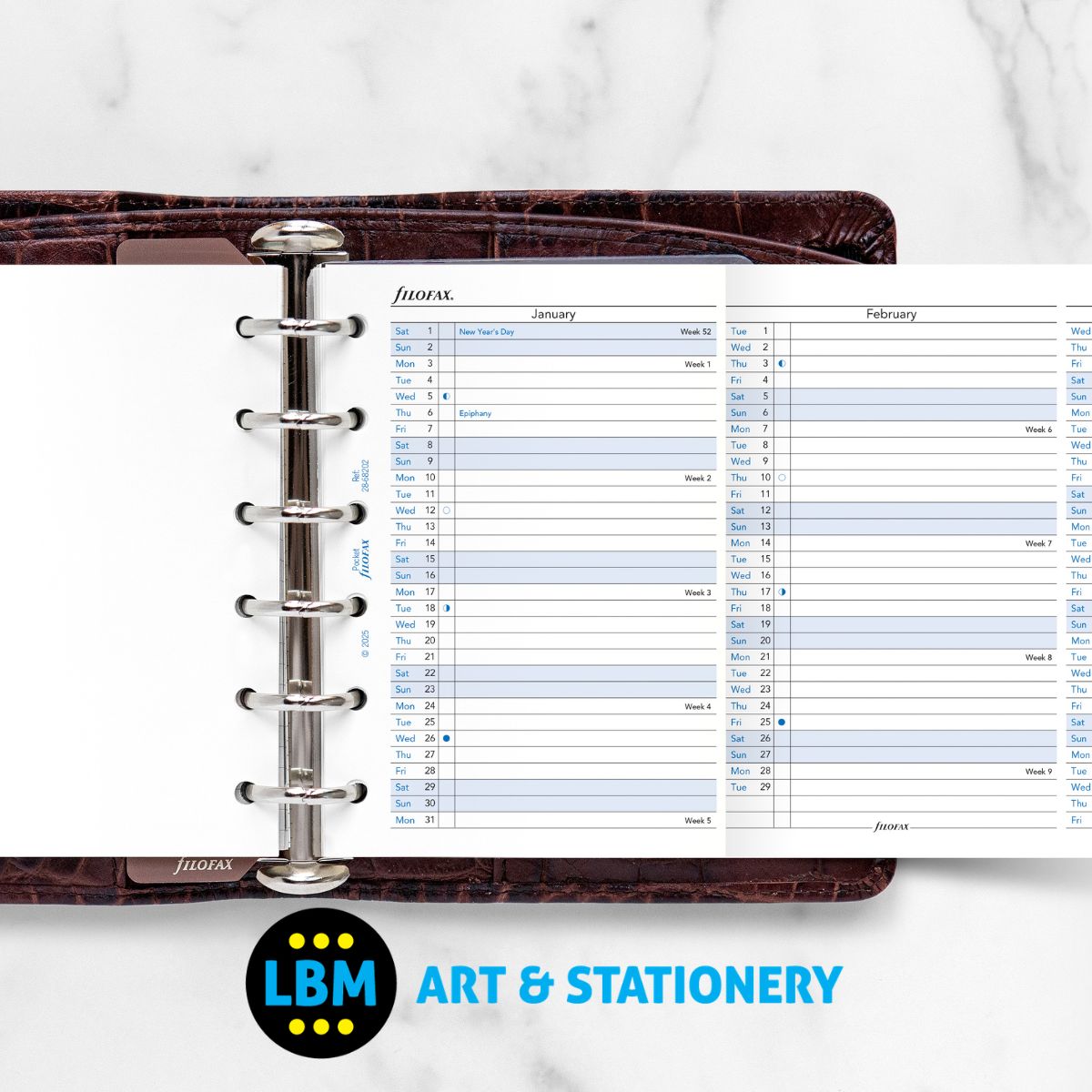  - Filofax - 2028 Year Planner Vertical Layout Diary Refill - Pocket Organiser - 28-68202 - LBM Art & Stationery Store