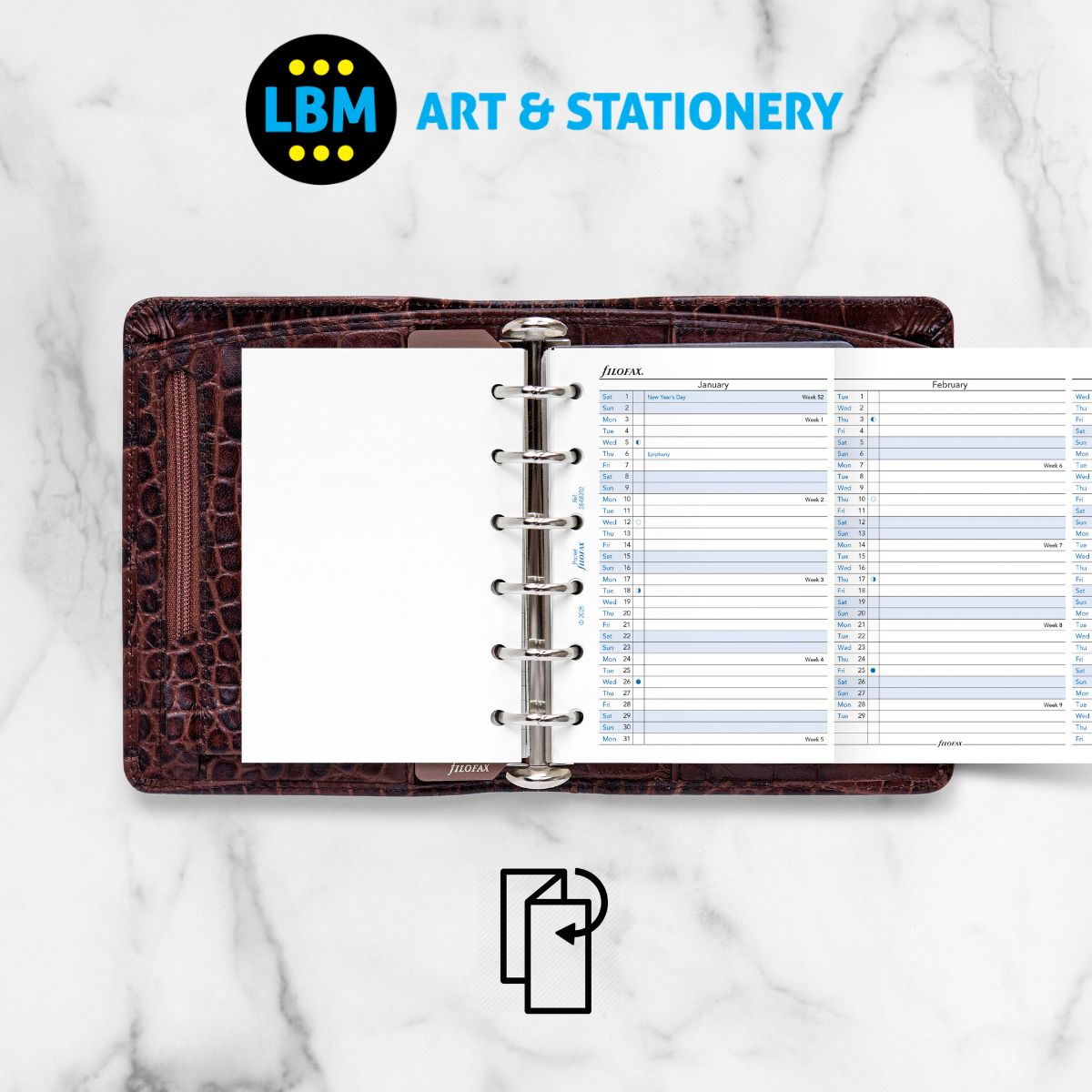  - Filofax - 2028 Year Planner Vertical Layout Diary Refill - Pocket Organiser - 28-68202 - LBM Art & Stationery Store