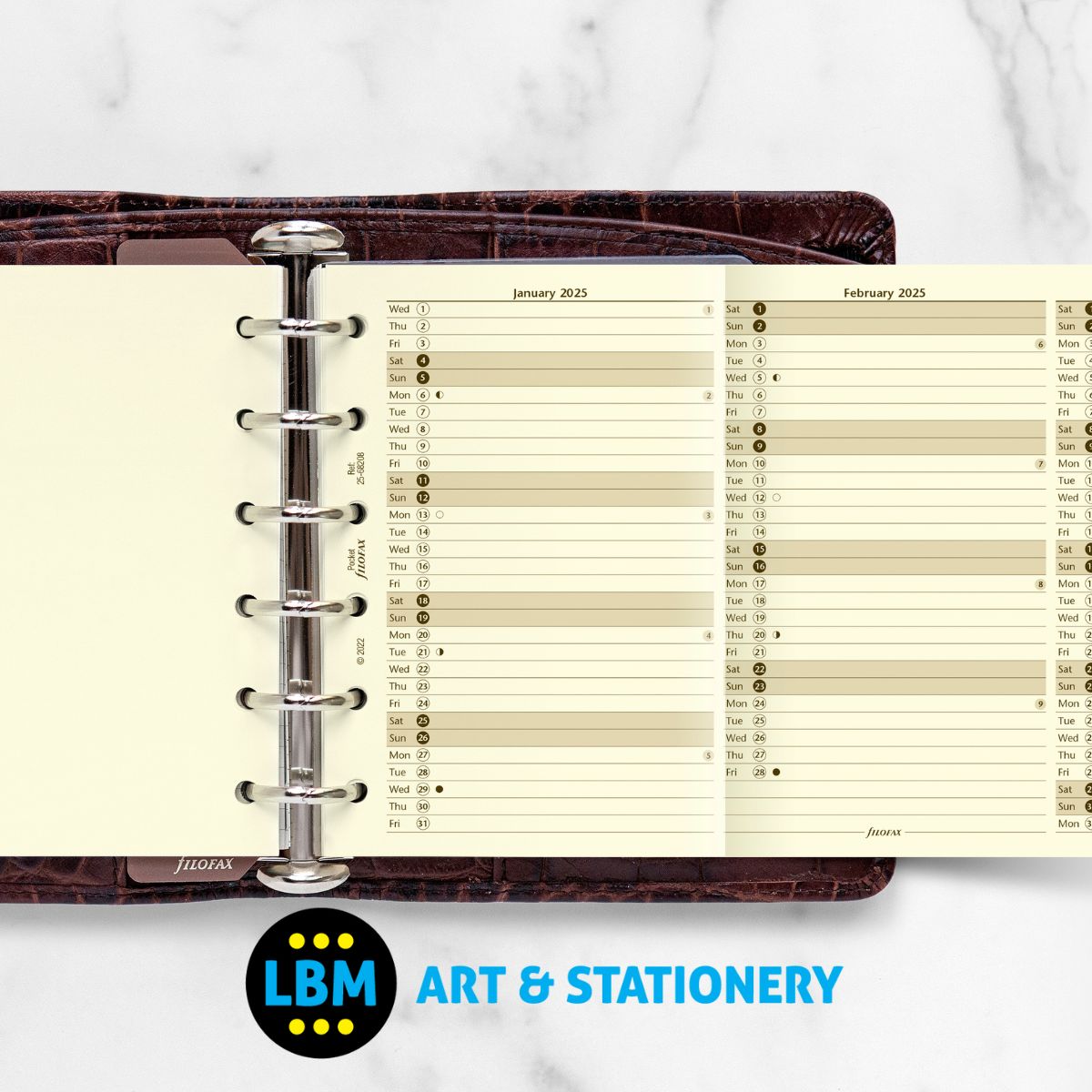 2025 Pocket size Year Planner Vertical Layout Cotton Cream 25-68208