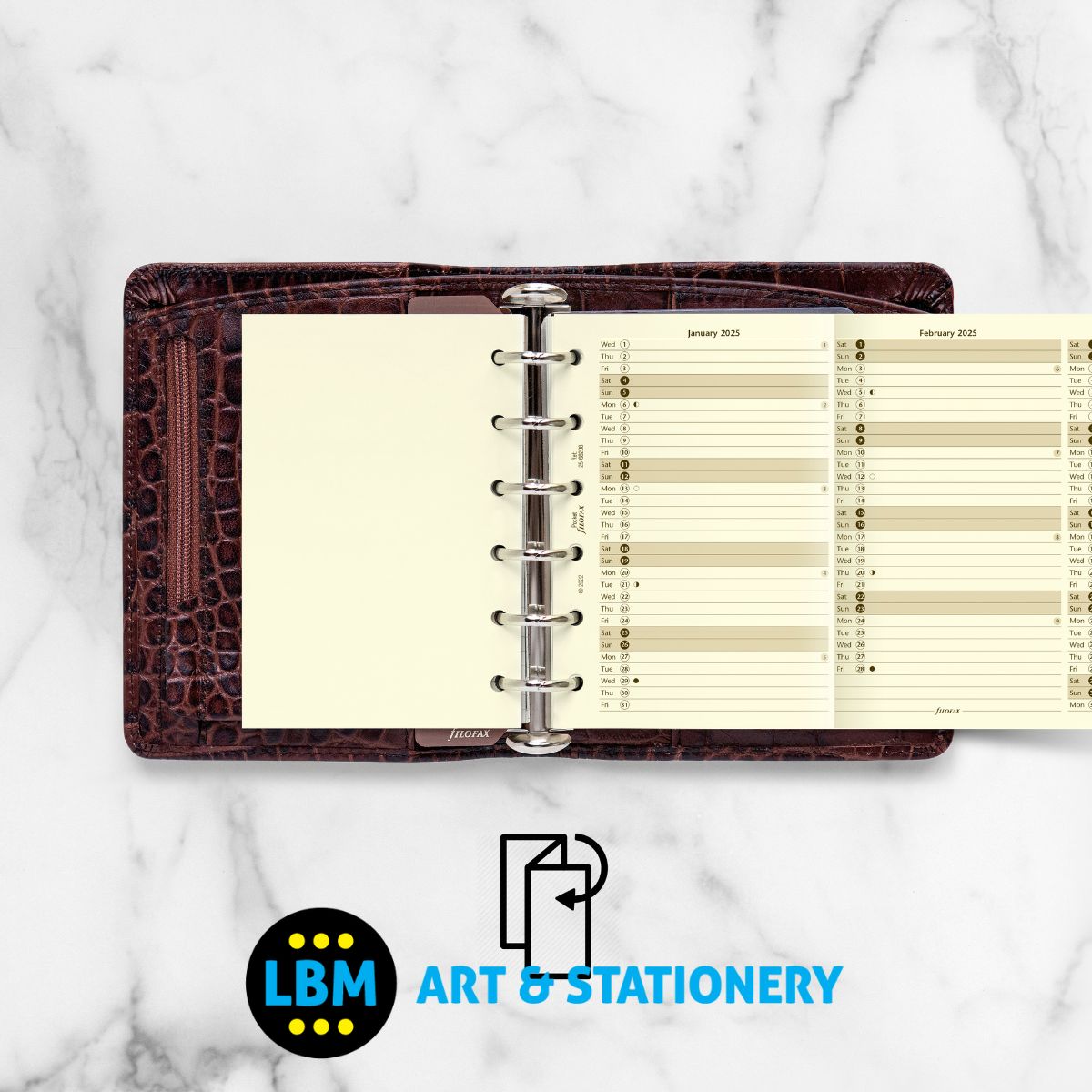 2025 Pocket size Year Planner Vertical Layout Cotton Cream 25-68208