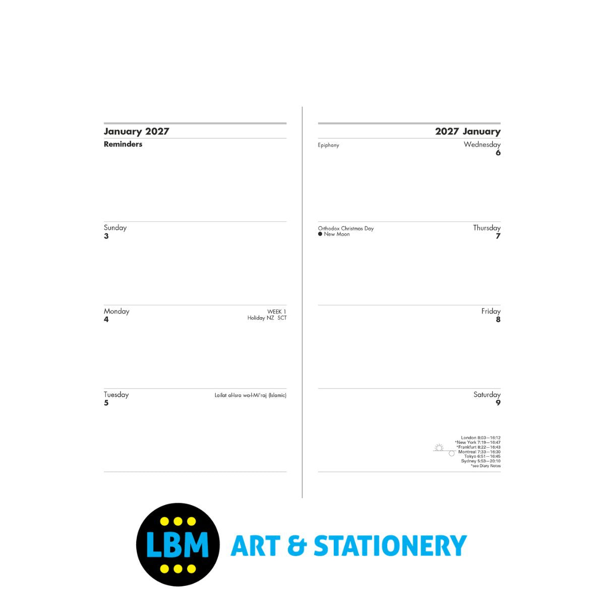  - Letts - Ladydate Medium Pocket Week to View Diary 2027 - English - LBM Art & Stationery Store