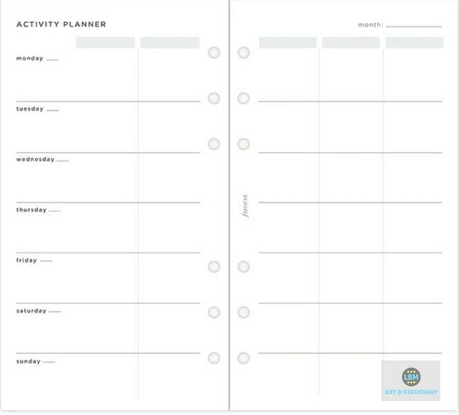 Filofax - Personal size Activity Planner Organiser Minimal Design Refill 132847 - LBM Art & Stationery Store