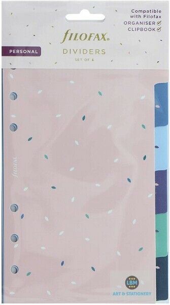 Filofax - Personal size Garden design 6-Part Plastic Divider Refill 132743 - LBM Art & Stationery Store