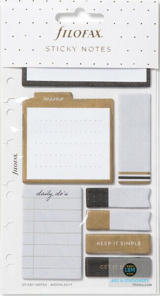 Filofax - Moonlight Assorted Sticky Note Set Personal A5 Multifit Refill 132826 - LBM Art & Stationery Store