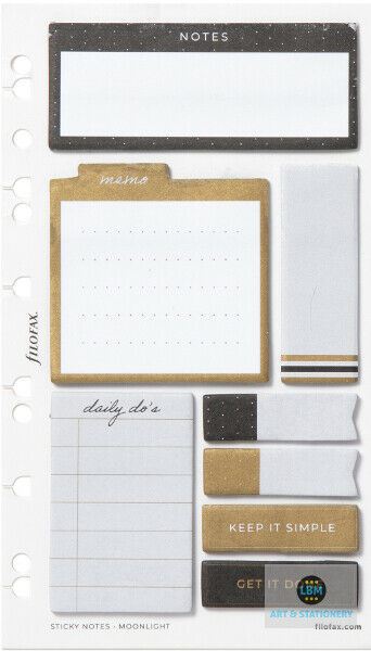 Filofax - Moonlight Assorted Sticky Note Set Personal A5 Multifit Refill 132826 - LBM Art & Stationery Store