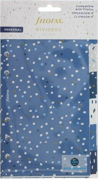 Filofax - Personal size Indigo design 6-Part Plastic Divider Refill 132763 - LBM Art & Stationery Store