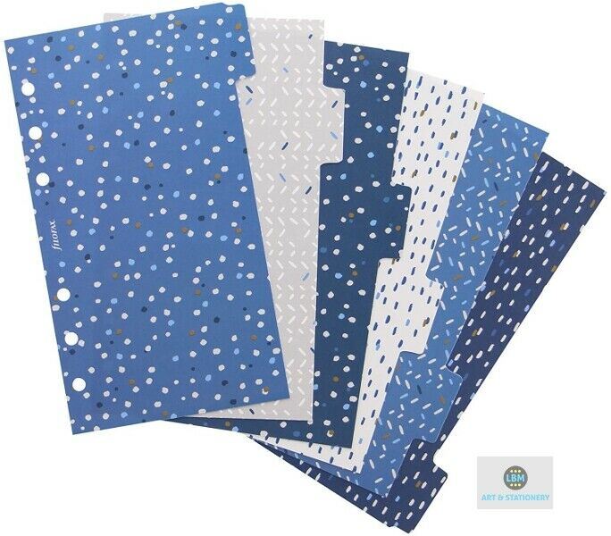 Filofax - Personal size Indigo design 6-Part Plastic Divider Refill 132763 - LBM Art & Stationery Store