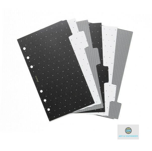 Filofax - Personal size Moonlight design 6-Part Plastic Divider Refill 132820 - LBM Art & Stationery Store