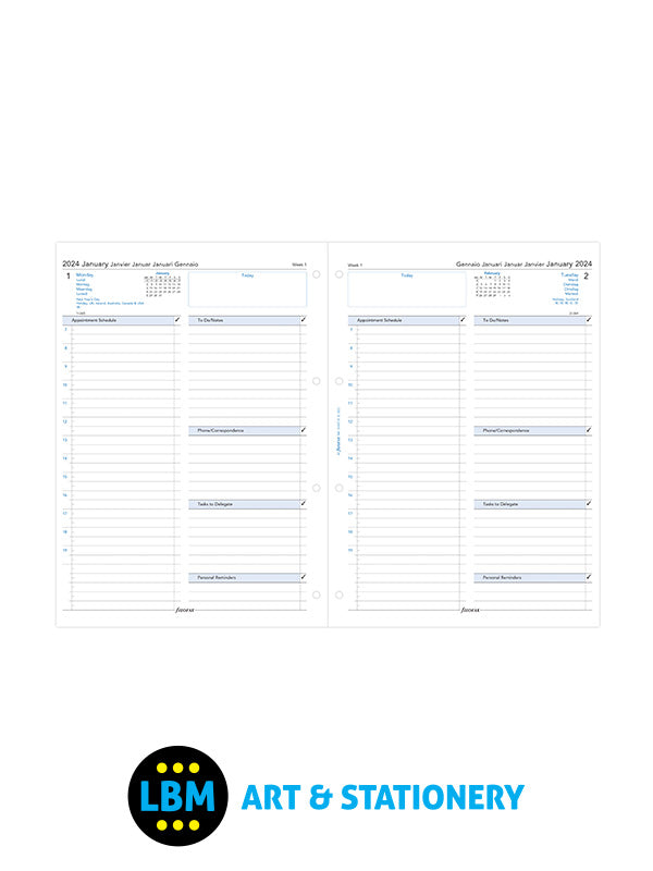 Filofax - 2024 A4 Diary Refill One Day On A Page Business Format 24-68719 - LBM Art & Stationery Store