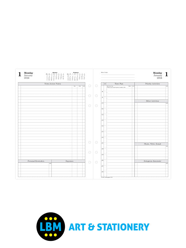 Filofax - 2024 A5 Diary Refill Professional Two Pages Per Day Dated Pack 24-TM7031 - LBM Art & Stationery Store
