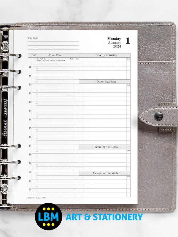 Filofax - 2024 A5 Diary Refill Professional Two Pages Per Day Dated Pack 24-TM7031 - LBM Art & Stationery Store